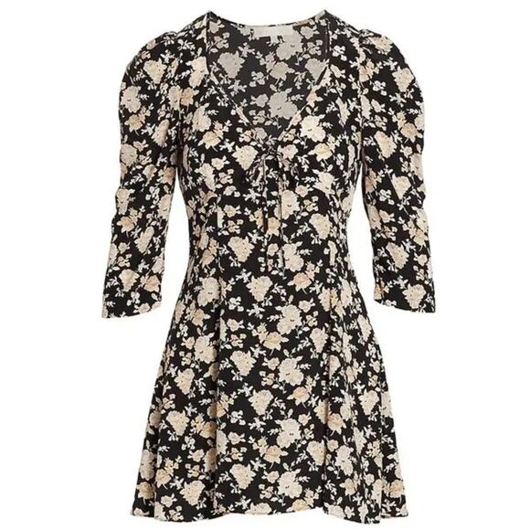 LOVESHACKFANCY Long Sleeve Floral Mini Dress Silk 70’s western Romantic NEW Sz 0 - Picture 9 of 9